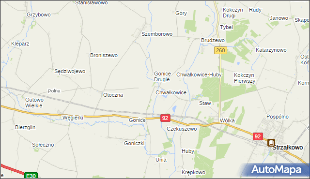 mapa Chwałkowice gmina Strzałkowo, Chwałkowice gmina Strzałkowo na mapie Targeo