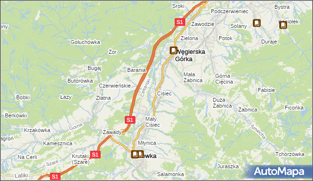 mapa Cisiec, Cisiec na mapie Targeo