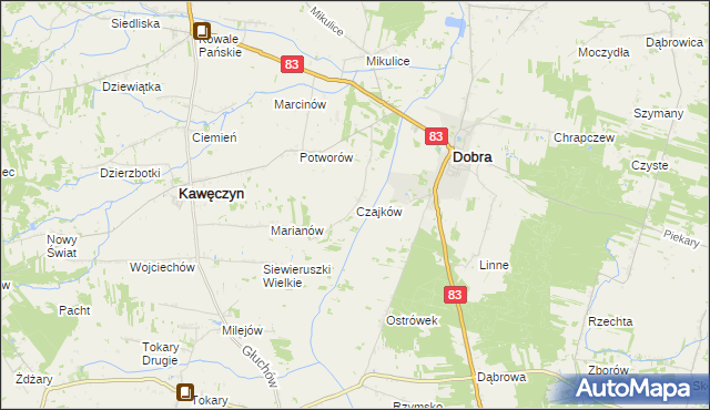 mapa Czajków gmina Dobra, Czajków gmina Dobra na mapie Targeo