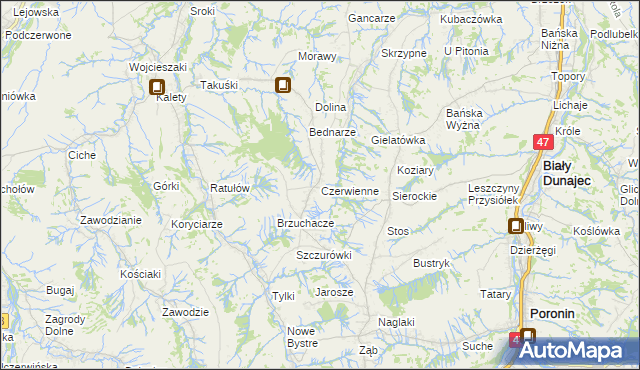 mapa Czerwienne, Czerwienne na mapie Targeo