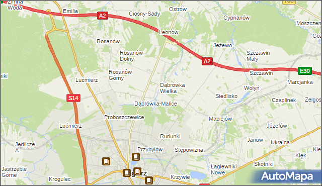mapa Dąbrówka-Sowice, Dąbrówka-Sowice na mapie Targeo