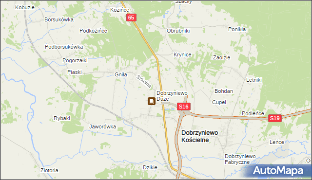 mapa Dobrzyniewo Duże, Dobrzyniewo Duże na mapie Targeo