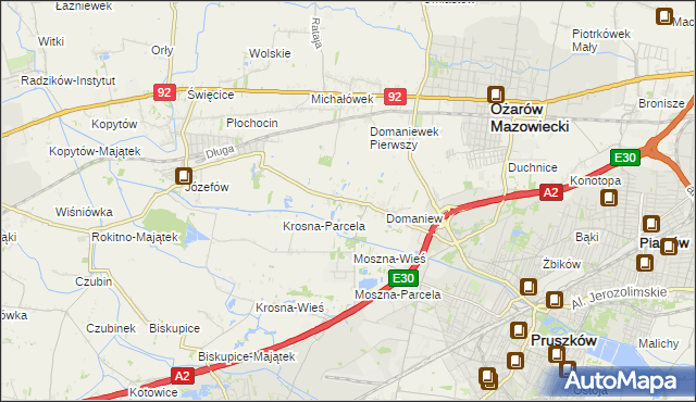mapa Domaniewek gmina Brwinów, Domaniewek gmina Brwinów na mapie Targeo