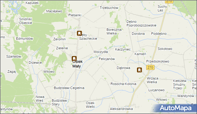 mapa Felicjanów gmina Osiek Mały, Felicjanów gmina Osiek Mały na mapie Targeo