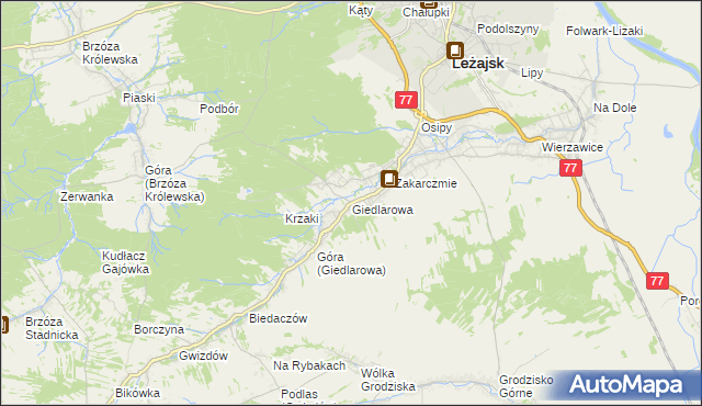 mapa Giedlarowa, Giedlarowa na mapie Targeo