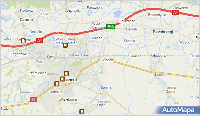 mapa Głuchów gmina Łańcut, Głuchów gmina Łańcut na mapie Targeo