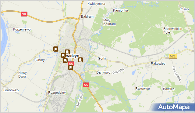 mapa Górki gmina Kwidzyn, Górki gmina Kwidzyn na mapie Targeo