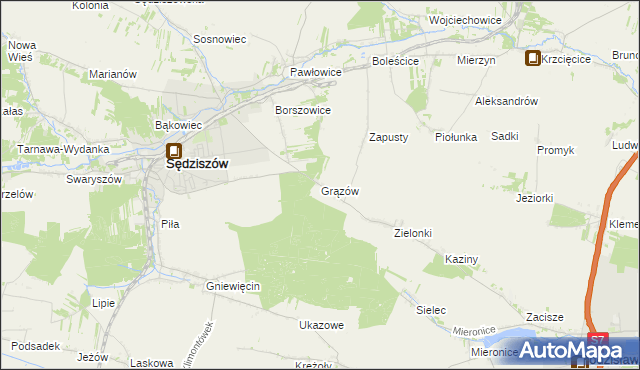 mapa Grązów, Grązów na mapie Targeo