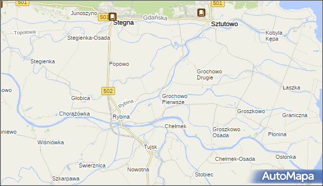 mapa Grochowo Pierwsze, Grochowo Pierwsze na mapie Targeo