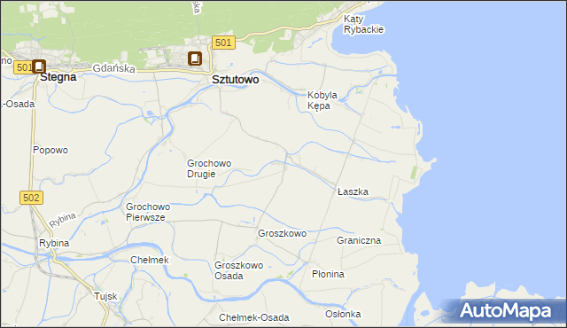 mapa Grochowo Trzecie, Grochowo Trzecie na mapie Targeo