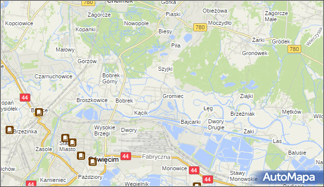 mapa Gromiec, Gromiec na mapie Targeo