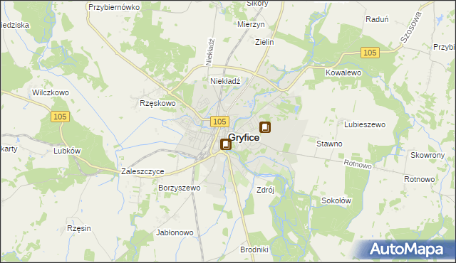 mapa Gryfice, Gryfice na mapie Targeo