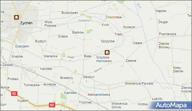 mapa Grzybów Hornowski, Grzybów Hornowski na mapie Targeo