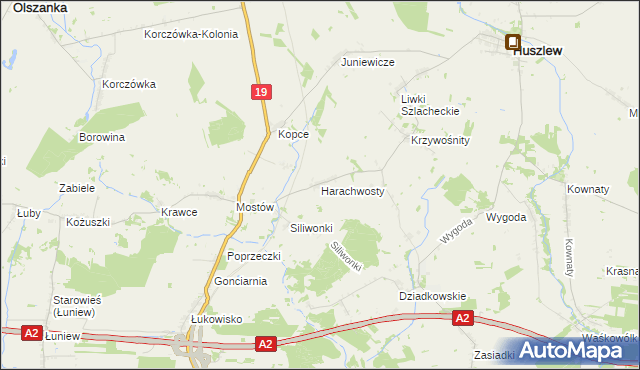 mapa Harachwosty, Harachwosty na mapie Targeo