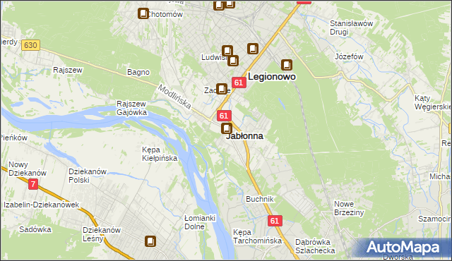 mapa Jabłonna powiat legionowski, Jabłonna powiat legionowski na mapie Targeo