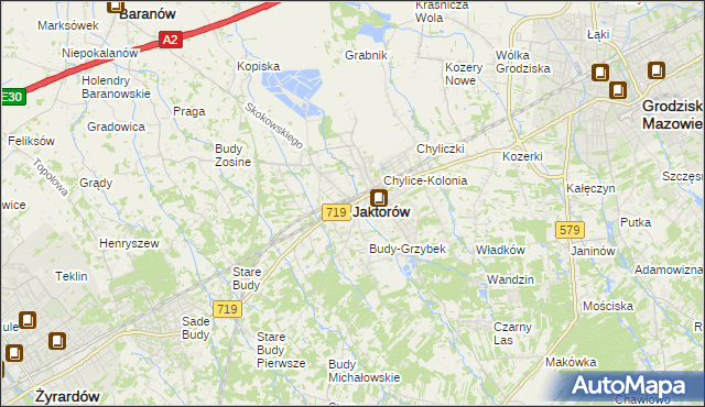 mapa Jaktorów, Jaktorów na mapie Targeo