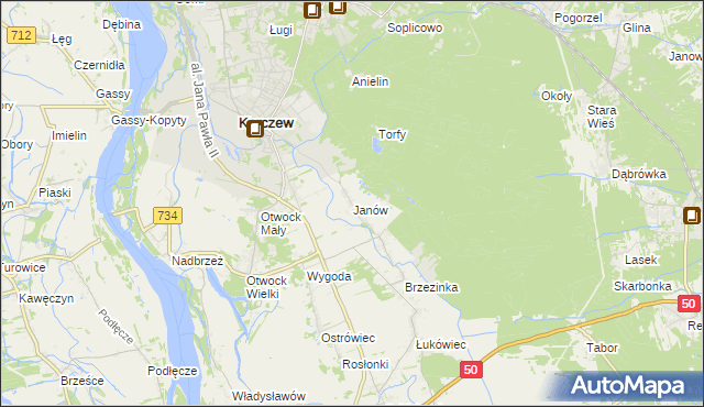 mapa Janów gmina Karczew, Janów gmina Karczew na mapie Targeo
