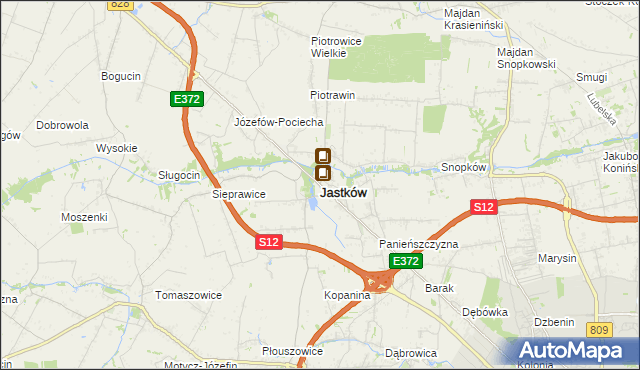 mapa Jastków powiat lubelski, Jastków powiat lubelski na mapie Targeo