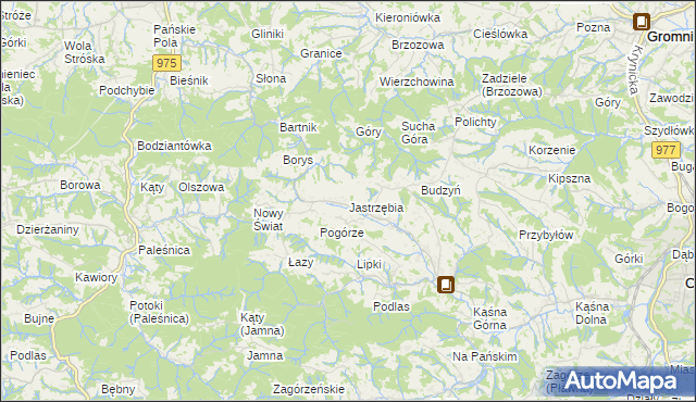 mapa Jastrzębia gmina Ciężkowice, Jastrzębia gmina Ciężkowice na mapie Targeo