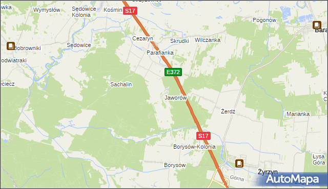 mapa Jaworów gmina Żyrzyn, Jaworów gmina Żyrzyn na mapie Targeo