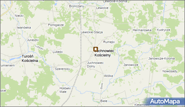 mapa Juchnowiec Górny, Juchnowiec Górny na mapie Targeo
