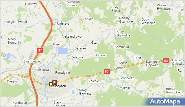 mapa Juliszewo, Juliszewo na mapie Targeo