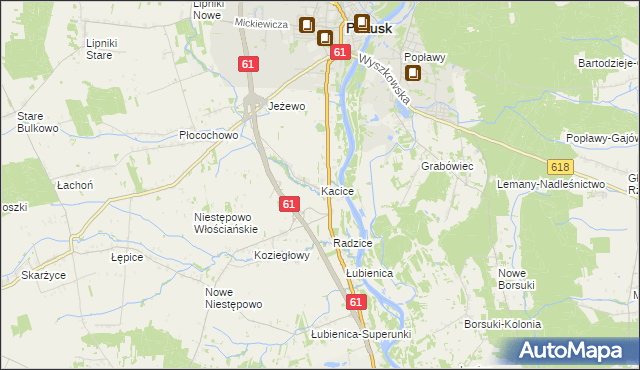 mapa Kacice gmina Pułtusk, Kacice gmina Pułtusk na mapie Targeo