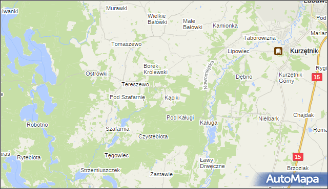 mapa Kąciki gmina Kurzętnik, Kąciki gmina Kurzętnik na mapie Targeo