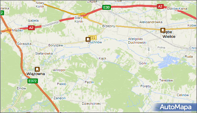 mapa Kąck, Kąck na mapie Targeo