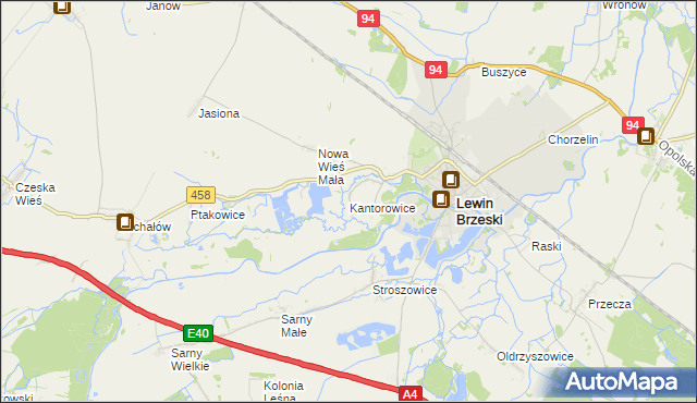 mapa Kantorowice gmina Lewin Brzeski, Kantorowice gmina Lewin Brzeski na mapie Targeo