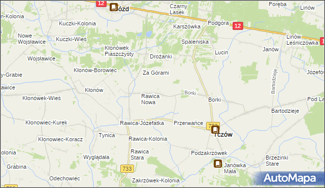 mapa Kazimierzów gmina Tczów, Kazimierzów gmina Tczów na mapie Targeo