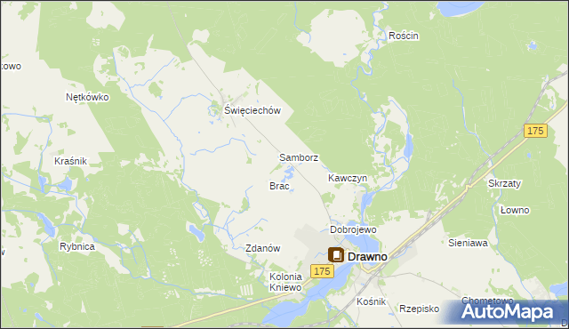 mapa Kępa gmina Drawno, Kępa gmina Drawno na mapie Targeo