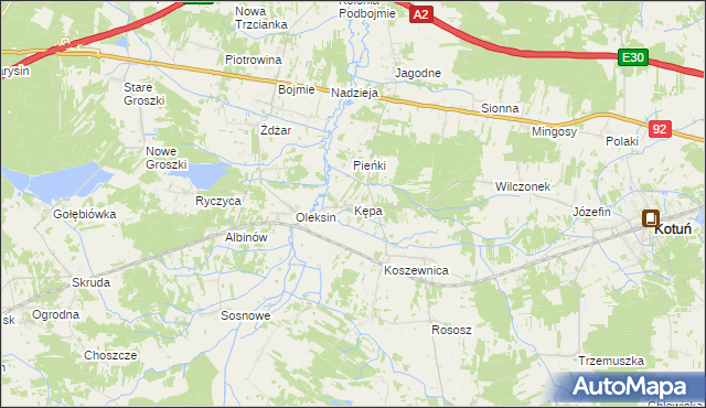 mapa Kępa gmina Kotuń, Kępa gmina Kotuń na mapie Targeo