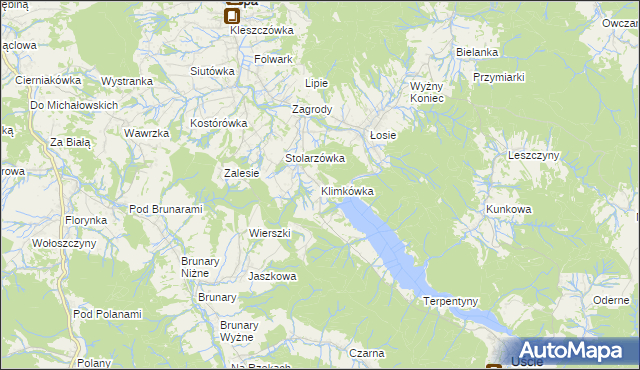 mapa Klimkówka gmina Ropa, Klimkówka gmina Ropa na mapie Targeo