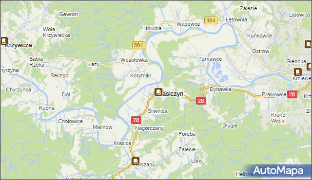 mapa Krasiczyn, Krasiczyn na mapie Targeo