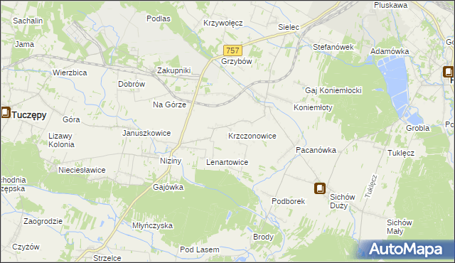 mapa Krzczonowice gmina Staszów, Krzczonowice gmina Staszów na mapie Targeo