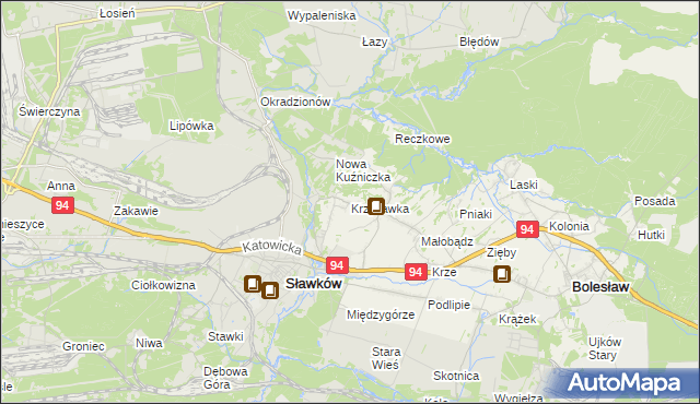 mapa Krzykawka, Krzykawka na mapie Targeo