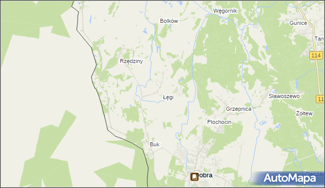 mapa Łęgi gmina Dobra (Szczecińska), Łęgi gmina Dobra (Szczecińska) na mapie Targeo