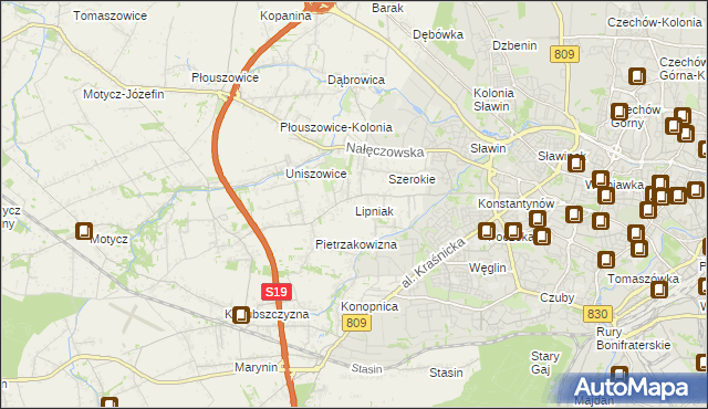 mapa Lipniak gmina Konopnica, Lipniak gmina Konopnica na mapie Targeo