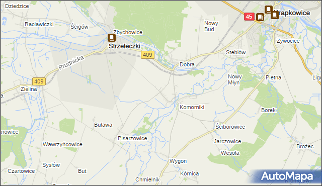 mapa Łowkowice gmina Strzeleczki, Łowkowice gmina Strzeleczki na mapie Targeo