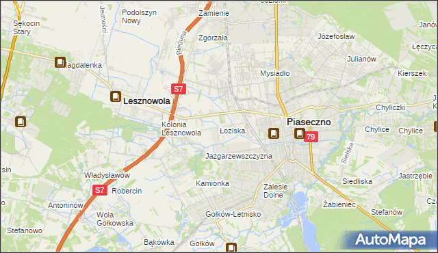 mapa Łoziska, Łoziska na mapie Targeo