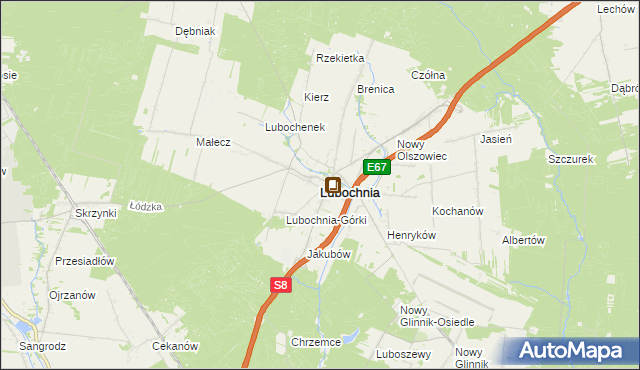 mapa Lubochnia powiat tomaszowski, Lubochnia powiat tomaszowski na mapie Targeo