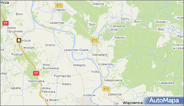 mapa Manasterz gmina Wiązownica, Manasterz gmina Wiązownica na mapie Targeo