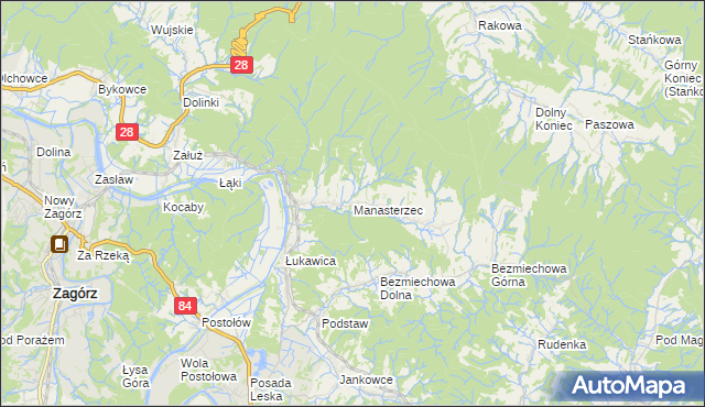 mapa Manasterzec, Manasterzec na mapie Targeo
