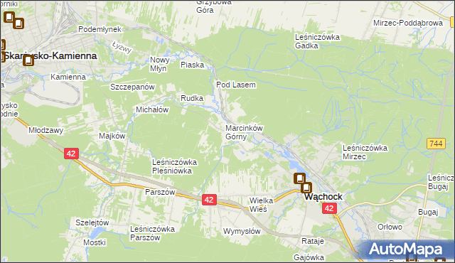 mapa Marcinków gmina Wąchock, Marcinków gmina Wąchock na mapie Targeo