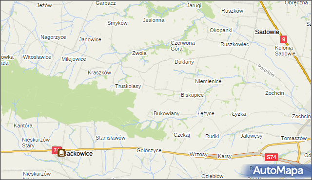 mapa Michałów gmina Sadowie, Michałów gmina Sadowie na mapie Targeo