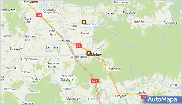 mapa Mniów, Mniów na mapie Targeo
