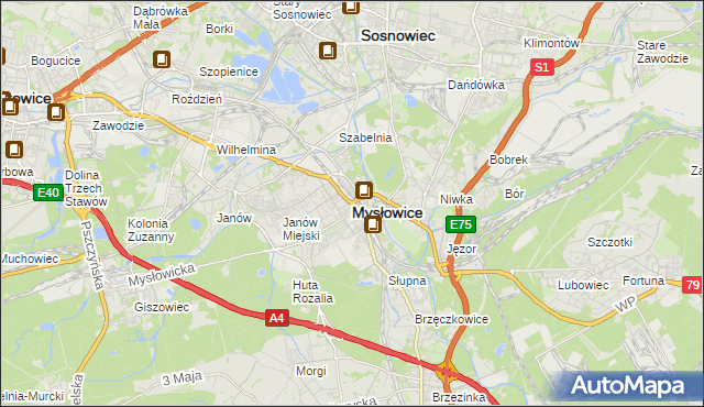 mapa Mysłowice, Mysłowice na mapie Targeo