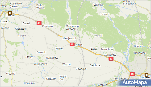 mapa Nakło gmina Lelów, Nakło gmina Lelów na mapie Targeo