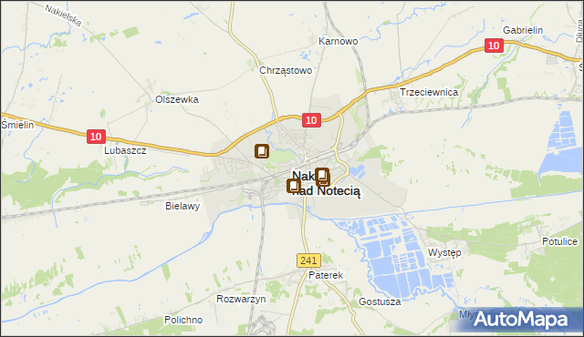 mapa Nakło nad Notecią, Nakło nad Notecią na mapie Targeo